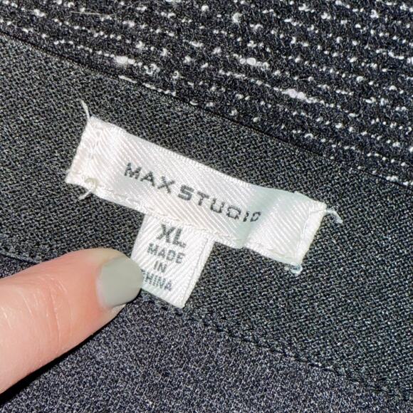 Max Studio Women’s XL Black White Tweed Wrap Mini Skirt Dark Academia Professor - Picture 6 of 7